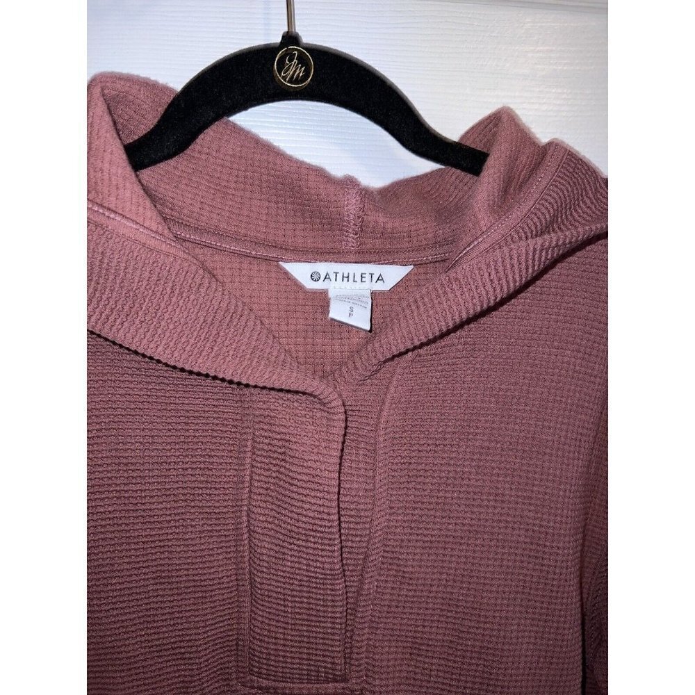 ATHLETA Coaster Luxe Waffle Hoodie Oversized With Pockets Tawny Rose - Picture 7 of 12